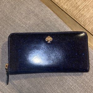 Kate Spade Blue Glitter Box Navy Wallet Used 🌟💙